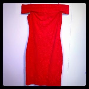 NWT Caché Red Textured Cocktail Dress